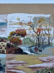 ANTIQUE WPA ERA PAINTING FARM FARMING FARMER HAY RIDE LISTED FAMOUS ALEXANDER