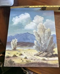 Vintage Original Oil Painting Desert Mountain Landscape 1988 MCM Signed 17 X 20