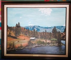 1971 Original Oil Painting „Ritter Cabin“ Wilma Dorsch Oregon Landscape Signed