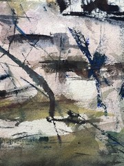 Small Town Landscape–Charlotte Hoffman–Medium Size Watercolor–Mid 20th NY Artist