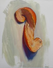 Tangerine peel still life kitchen art oil painting by living artist. 7″x5.5″