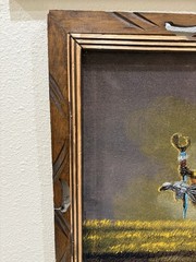 Black Velvet Painting Of Native American Indian Artist Ernesto Sanchez Framed