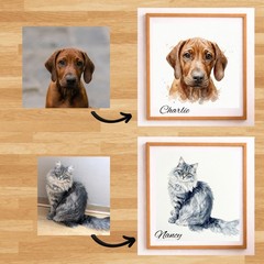 Pet Portrait,8×10 Custom Pet Portrait, Pet Portrait Custom,Watercolor Dog Print,