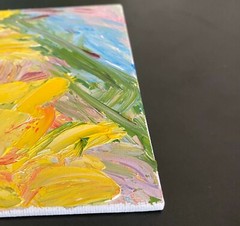 Enchanting Oil Painting Yellow Flowers. Original. Colorful Miniature Fine Art
