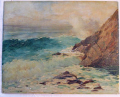 Gustave Cimiotti Oil Painting 1875-1969 „The Sea“ Laguna Beach California 1940s