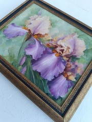 Irises in Bloom Original Oil Painting Framed Floral Artwork 8×10 in