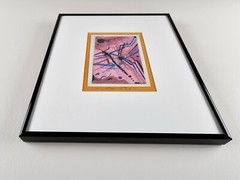 Original Illegibly Signed Watercolor Painting 13×11 Framed Abstract Modern Art