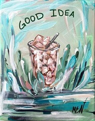 Maria Art GOOD ICE COFFEE 8×10 Canvas Original Abstract Expression Wall Decor