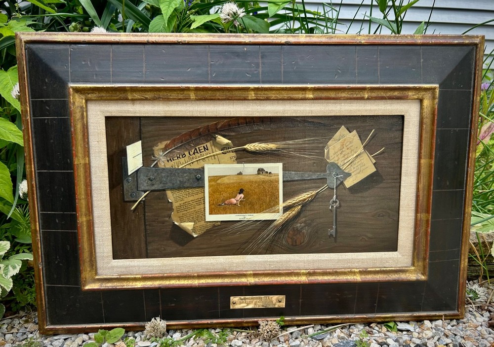 Oil Canvas Painting Trompe L’oeil Still Life Ralph Anderson California 1970
