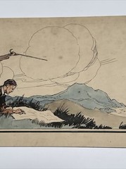 ANTIQUE ART DECO PAINTING ILLUSTRATION JOSEPH KRAEMER LISTED MOUNTAIN VIEW MEN