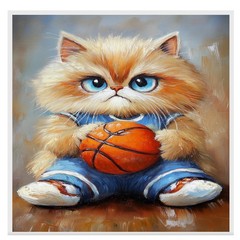 Persian Cat Basketball Wall Art Thick Canvas Sports Decor Living Room Cat Gift