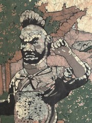 HARRIET M REIN Batik Original „The Guardian Of The Temple“ Signed 31×38″ OOAK