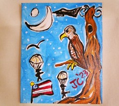EAGLE WATCHING AMERICAN MILITARY Jr CHARLIE FAST OUTSIDER POLITICAL FOLK POP ART