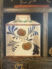 Vintage Huntington Folk Art Oil On Canvas Shadow Box Scene 27”x33”