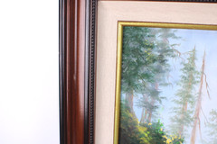 Vintage Landscape Jungle Waterfall Oil Painting On Canvas Signed Wanda Illegible