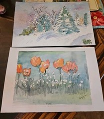 Lot Of 2 Original Watercolor Paintings Signed Helen Wilson 1999/2003 Unframed
