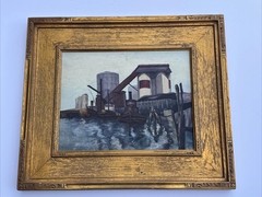 MAURICE SILBER PAINTING INDUSTRIAL WPA MARINA FACTORY NAUTICAL PORT FAMOUS OIL