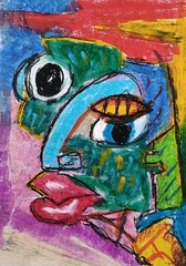 Portrait – Abstract Modern Art – Oil Chalk A4 Paper – Modern Art