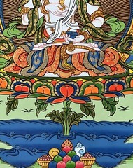 VAJRASATTVA ORIGINAL TIBETAN THANGKA PAINTING WITH HIGH QUALITY SILK BROCADE