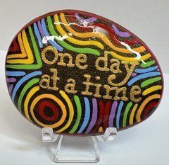 One Day At A Time Encouragement/Kindness Rock – Hand-Painted By Jadel Rocks