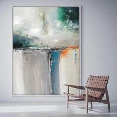 Unique Pieces! Avantgarde Abstract 100x130cm White Framed Canvas Pictures Airbrush