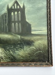 ANTIQUE PAINTING YORKSHIRE ENGLAND MOONLIT NIGHT TIME SIGNED 19TH CENTURY 1880’S