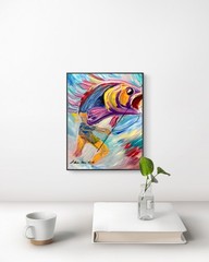 Big Fish 11″x14″ Original Expressionism Acrylic Abstract Canvas Fish