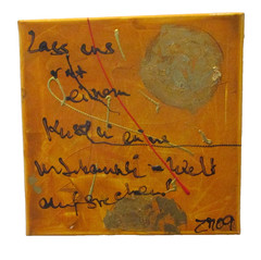 Love poem with gold 30×30 orig sign ZM oil painting/LW ZM Valentine’s Day