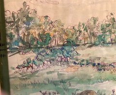 Vintage Framed Landscape Water Color Painting by S. Trainor 12 1/2 by 10 Inches