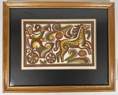 famous UKRAINIAN graphic artist IVAN OSTAFIYCHUK “Traveler” 1969 FRAMED LINOCUT
