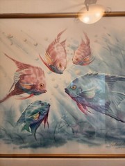 Lithograph Signed Richard E Williams Watercolor Painting “Tropical Fish” 20X27
