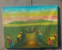 Naive Painting, Caribbean, Haiti, Haitian Art. Signed.