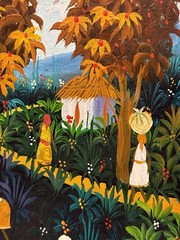 Vibrant Haitian Village Original Signed Painting, Cultural Fine Art Decor Gifts