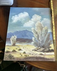 Vintage Original Oil Painting Desert Mountain Landscape 1988 MCM Signed 17 X 20