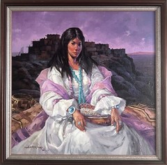 Beautiful Original Alberto Ruiz Vela Painting New Mexico Native American (HLNN)