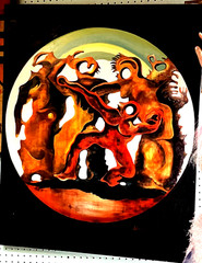 mod mcm L Machines tool 4 people PAINTING 70’s RARE ART Dali style listed Malle
