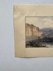 Small Antique 19th Watercolor European Century Painting Landscape Signed 4×5.25