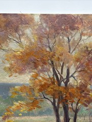 ANTIQUE IMPRESSIONIST PAINTING LANDSCAPE AMERICAN HENLINE LISTED FAMOUS AS IS