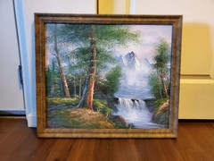 ✅Original Oil Painting Canvas Realism Summer Landscape Mount Signed Decor Art