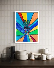 Original Desert Rainbow Painting 24” x 18” Framed