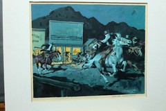Charles LaSalle Gouache Painting Brisbee Massacre Very Good Cond 15.5X12.75 in