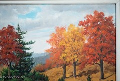 Vintage Fall Landscape Oil Painting Hal Sautter Mountain River Waterfalls 31×39″
