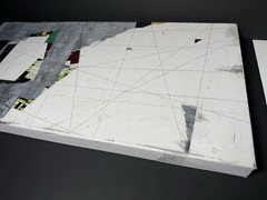 C. Beck Original Collage Geometric Painting On Canvas Signed 24×12 RARE