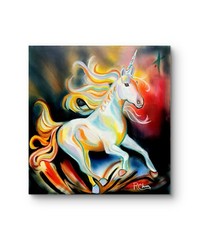 24×24 Unicorn Expressionism Handmade Signed Original Colorful Abstract Fine Art