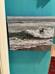 Canvas print beach scene approx 14” x 12”