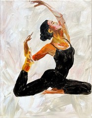 TITA PAINTZ Woman Yoga Pose Portrait Hand Painted 11×14 Canvas Wall Art
