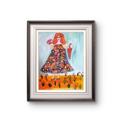 Spring In Her Steps Colorful Neo Expressionist Original Wall Art 11×14 Canvas