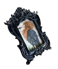 Reddish Egret mini gloss watercolor bird print • vintage style ornate frame