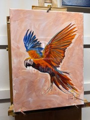 Hunt Original Art: 12×16 Acrylic on Canvas Tropical Bird