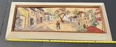 Maurice Utrillo Original Painting People Walking Custom Wood Frame 28.5×11.75”